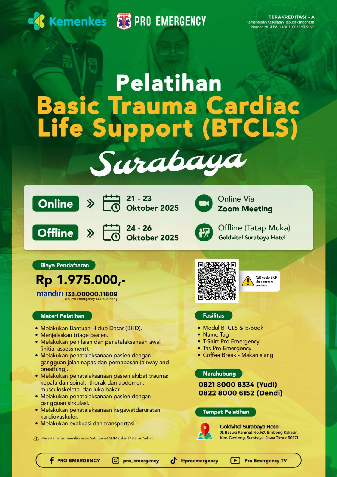 Pelatihan BTCLS  21-26 Oktober 2025 SURABAYA