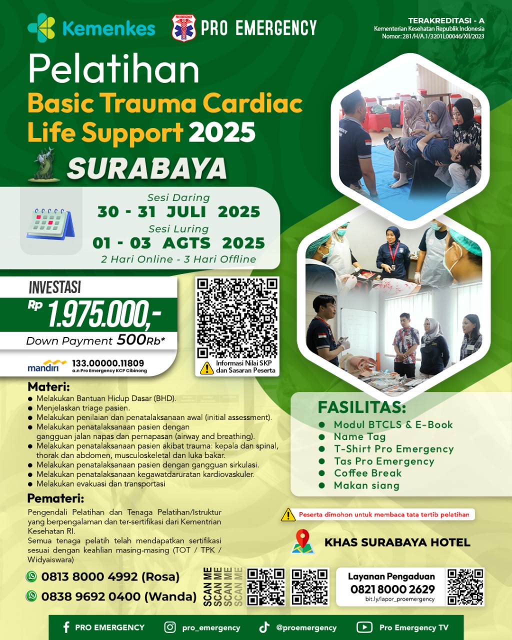 Pelatihan Basic Trauma Cardiac Life Support Kemenkes