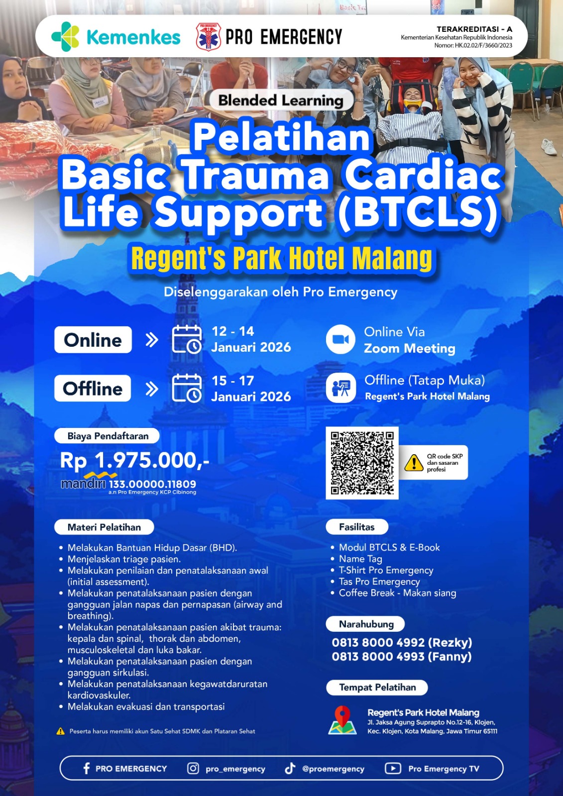 Pelatihan BTCLS 12-17 Januari 2026 Malang